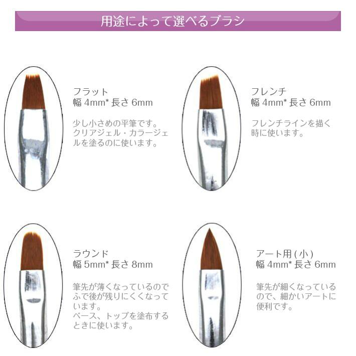 ネイルブラシ】オススメ!柔らかで塗りやすい筆【メール便対応】ジェルネイル ジェルカラー9色・筆先8種 ジェルブラシ 筆 平筆 細筆 :GELART104:東京タカラネイル - 通販 - Yahoo!ショッピング ネイルブラシ】オススメ!柔らかで塗りやすい筆【メール便対応】ジェルネイル ジェルカラー9色・筆先8種 ジェルブラシ 筆 平筆 細筆 :GELART104:東京タカラネイル - 通販 - Yahoo!ショッピング