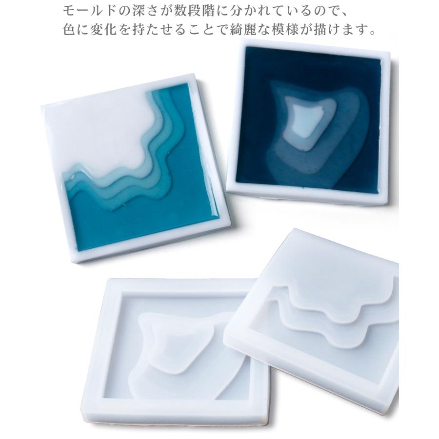 シリコンモールド コースターが作れる 海・島デザイン トレー 皿 四角