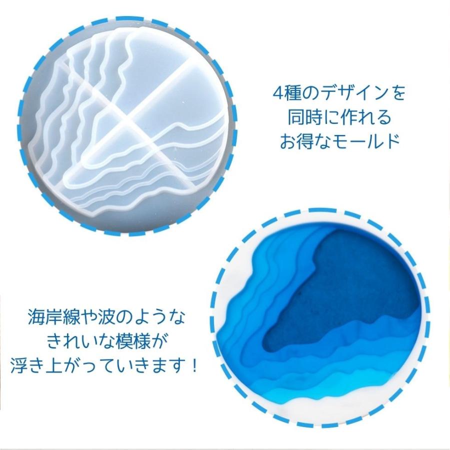 シリコンモールド 海岸線コースター4種 円 正方形 地層 【メール便対応