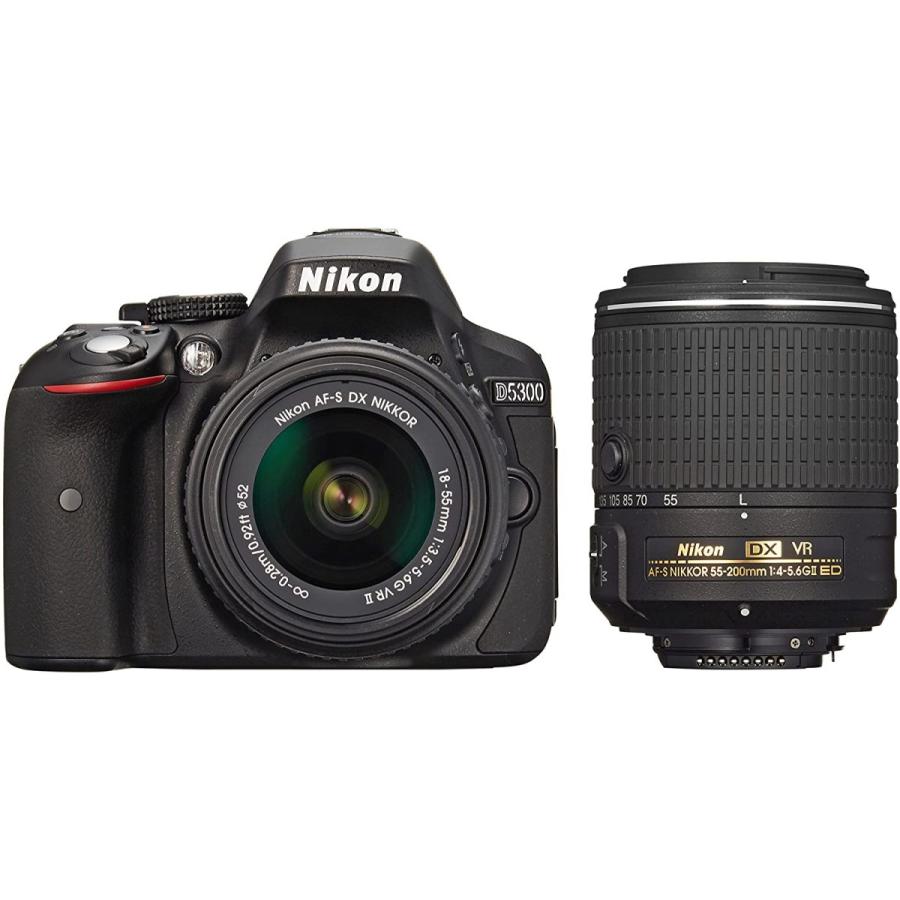 ニコン Nikon デジタル一眼レフカメラ D5300 ダブルズームキット2 ブラック｜takaranoomise