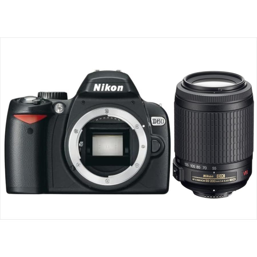 ニコン Nikon D60 AF-S 55-200mm VR 手振れ補正望遠レンズセット デジタル一眼レフ カメラ 中古｜takaranoomise