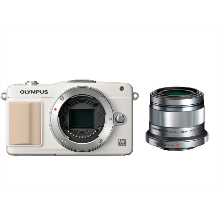 オリンパス OLYMPUS E-PM2 ホワイトボディ 45ｍｍ 1.8 シルバー 単焦点 レンズセット ミラーレス一眼 カメラ 中古