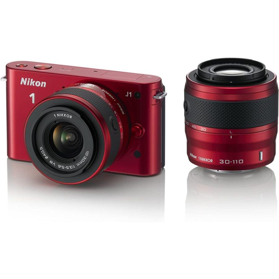 ニコン Nikon 1 J1 10-30mm 30-110mm ダブルズームキット レッド ミラーレス一眼カメラ 中古 :J1-W-RED