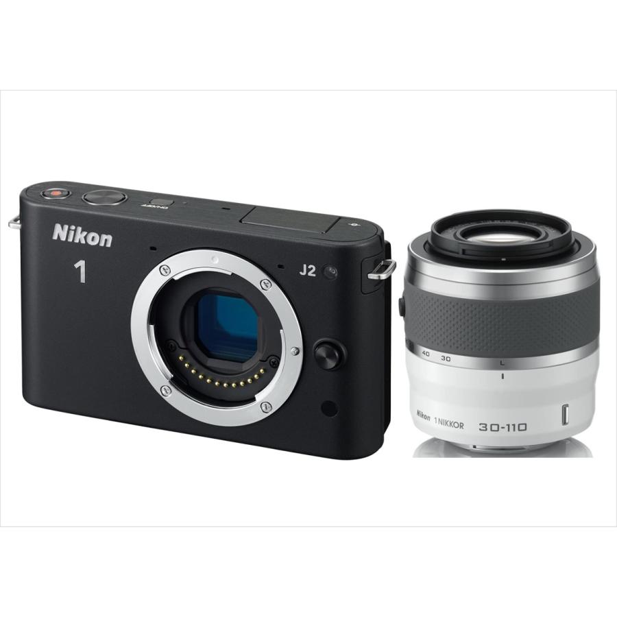 ニコン Nikon J2 黒ボディ 30-110mm 望遠 白レンズセット ミラーレス一眼 中古