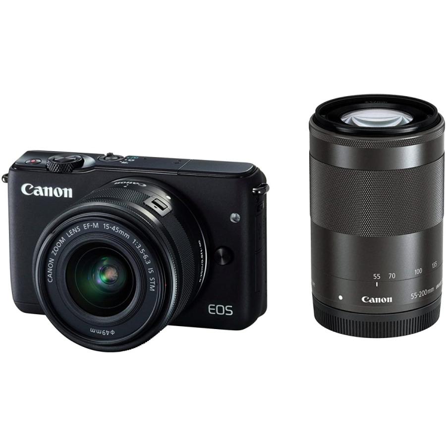 キヤノン Canon ミラーレス一眼カメラ EOS M10 EF-M15-45mm EF-M 55-200mm ダブルズームキット ブラック