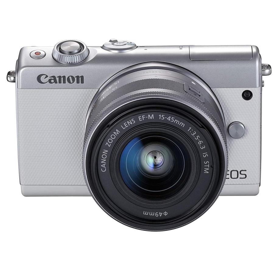 ミラーレス一眼 Canon キヤノン EOS M100 レンズキット ホワイト Wi-Fi Bluetooth 自撮り 新品SDカード付 :M100-15-45-wite:トレジャーカメラ