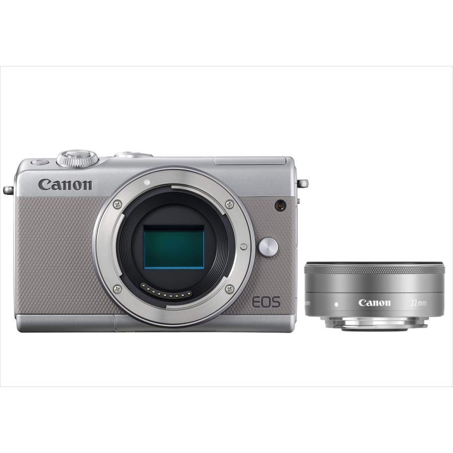 キヤノン EOS M100 グレーボディ EF M 22mm シルバー 単焦点パンケーキ 