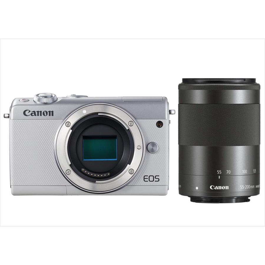 キヤノン EOS キヤノン EOS M100 ホワイトボディ EF-M 55-200mm 望遠