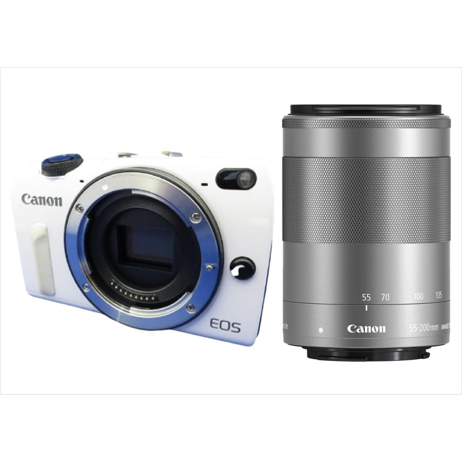 おすすめ】 キヤノン EOS M2 ホワイトボディ EF-M 55-200mm シルバー