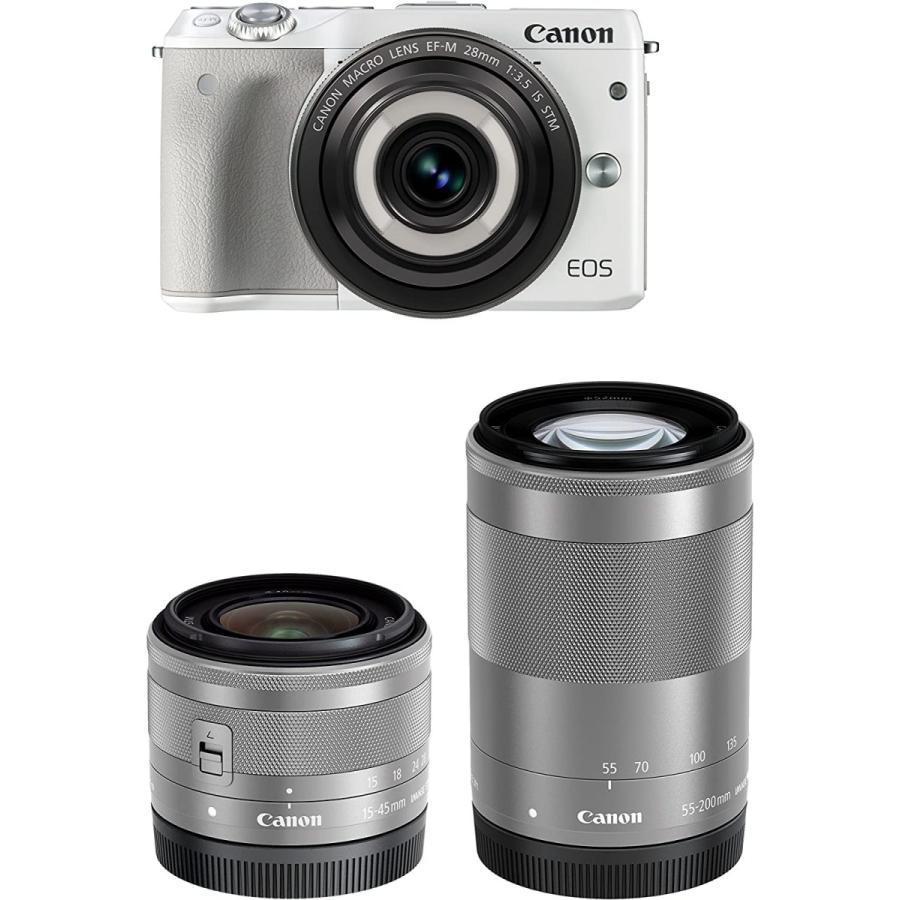 キヤノン Canon EOS M3 ホワイト トリプルレンズキット EF-M 28mm EF-M 15-45mm EF-M 55-200mm  ミラーレス一眼カメラ 中古 :M3-28-15-45-55-200-WITE-20:トレジャーカメラ - 通販 - Yahoo!ショッピング