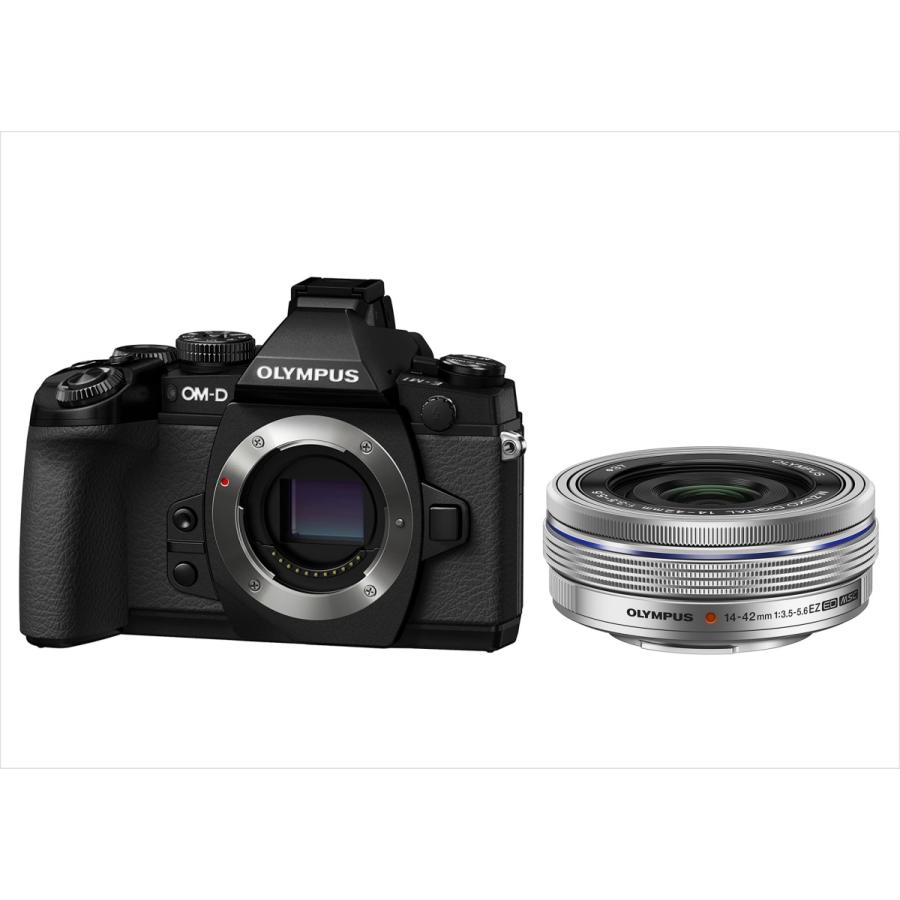 オリンパス OLYMPUS OM-D M1 ブラックボディ 14-42ｍｍ シルバー EZ レンズセット ミラーレス一眼 カメラ 中古