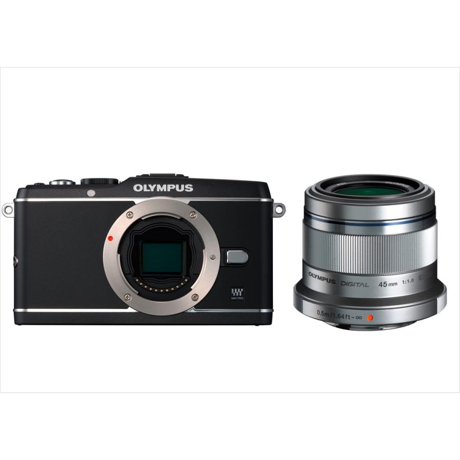 オリンパス OLYMPUS E-P3 ブラックボディ 45mm 1.8 単焦点 シルバー レンズセット ミラーレス一眼 中古 カメラ