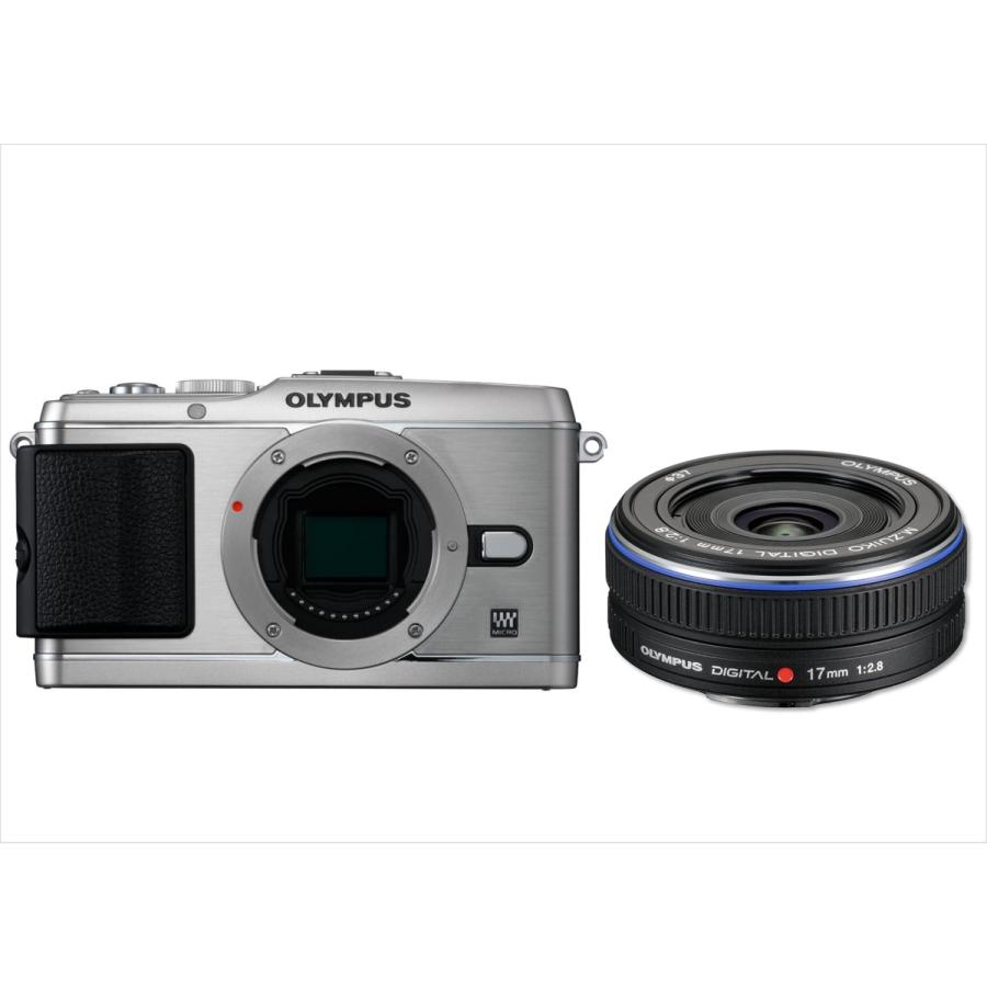 オリンパス OLYMPUS E P3 シルバーボディ 17mm 2.8 黒 単焦点パン 