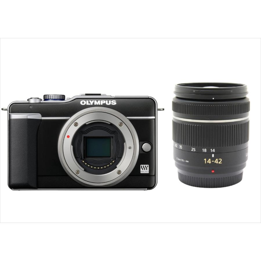 オリンパス OLYMPUS E-PL1 ブラックゴールドボディ パナソニック 14-42ｍｍ 黒 レンズセット ミラーレス一眼 中古 カメラ