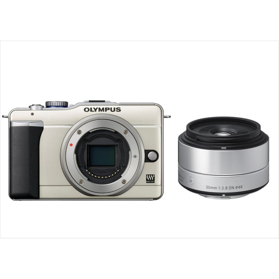 オリンパス OLYMPUS E-PL1 シャンパンゴールドボディ シグマ 30mm 2.8 単焦点 レンズセット ミラーレス一眼 中古 カメラ
