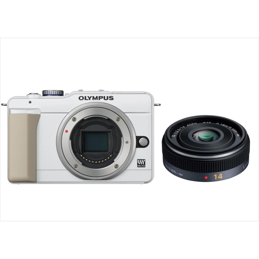 オリンパス OLYMPUS E-P1S ホワイトボディ パナソニック 14mm 2.5 単 