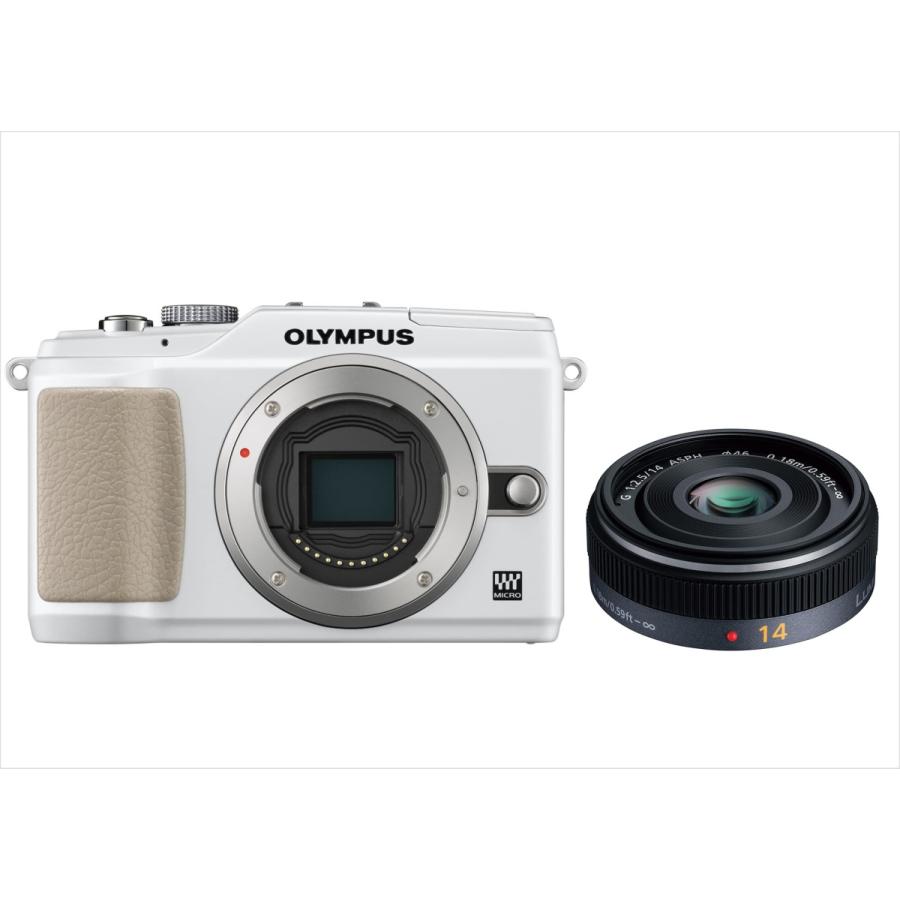 オリンパス OLYMPUS E-PL2 ホワイトボディ パナソニック 14mm 2.5 単