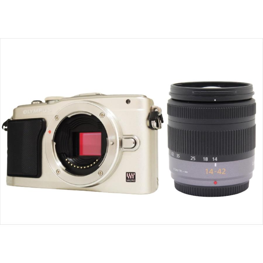 オリンパス OLYMPUS E-PL5 シルバーボディ パナソニック 14-42ｍｍ シルバー レンズセット ミラーレス一眼 中古 カメラ