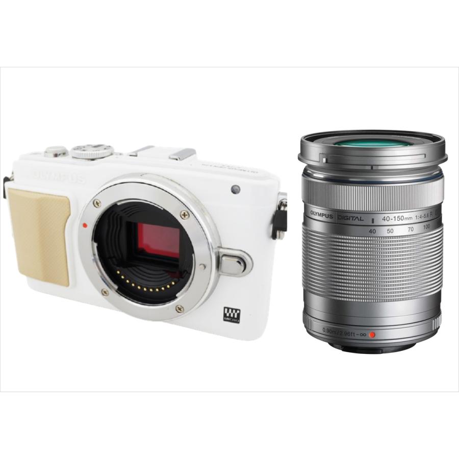 オリンパス OLYMPUS E-PL5 ホワイトボディ 40-150mm シルバー 望遠 レンズセット ミラーレス一眼 中古 カメラ