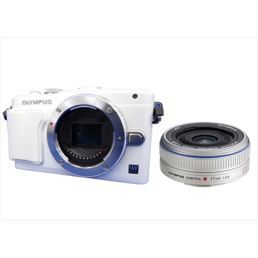オリンパス OLYMPUS E-PL6 ホワイトボディ 17ｍｍ 2.8 シルバー 単焦点 パンケーキ レンズセット ミラーレス一眼 中古 カメラ