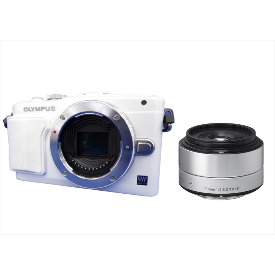 オリンパス OLYMPUS E-PL6 ホワイトボディ シグマ 30mm 2.8 単焦点 レンズセット ミラーレス一眼 中古 カメラ