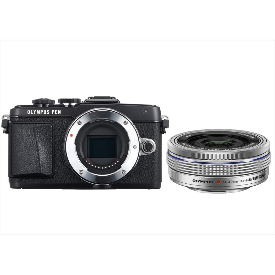 オリンパス OLYMPUS E-PL7 ブラックボディ 14-42ｍｍ EZ シルバー レンズセット ミラーレス一眼 中古 カメラ