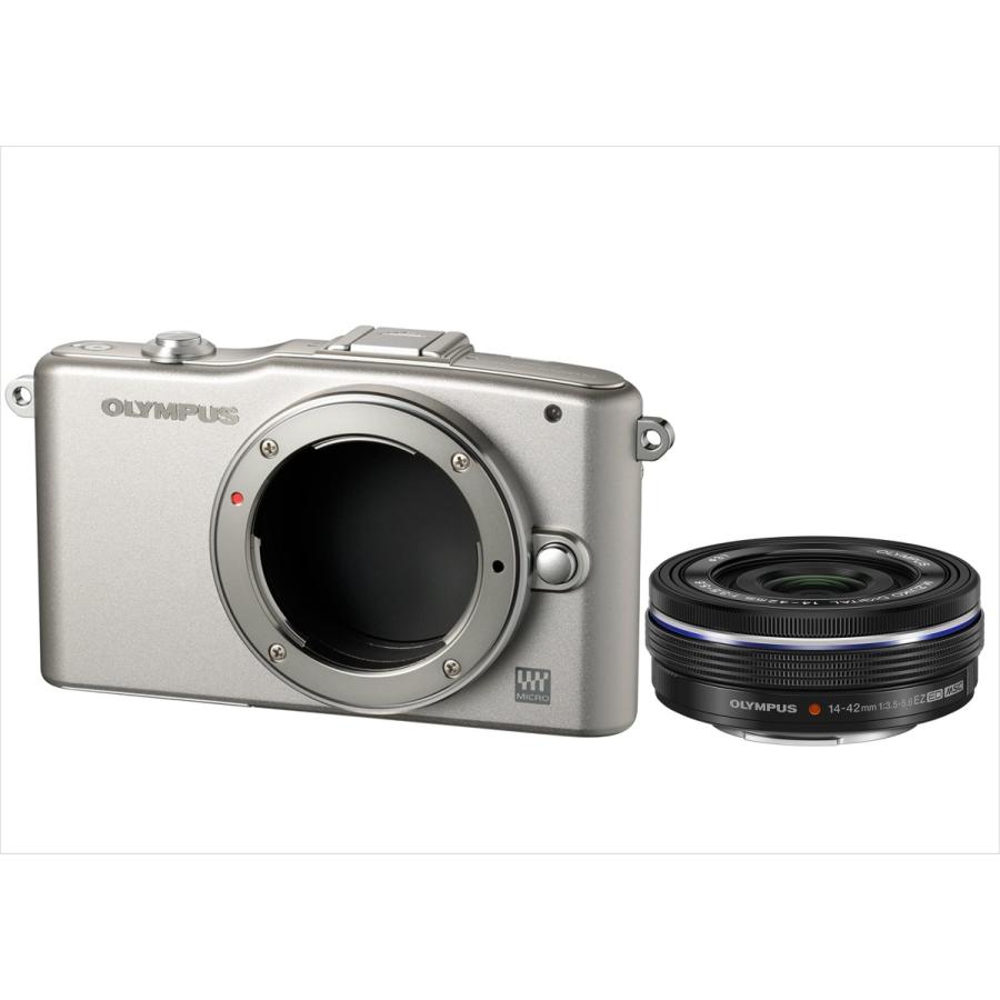 オリンパス OLYMPUS E-PM1 シルバー ボディ 14-42ｍｍ EZ 黒 レンズセット ミラーレス一眼 中古 カメラ