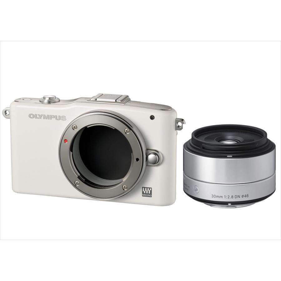オリンパス OLYMPUS E-PM1 ホワイトボディ シグマ 30ｍｍ 2.8 単焦点 レンズセット ミラーレス一眼 中古 カメラ