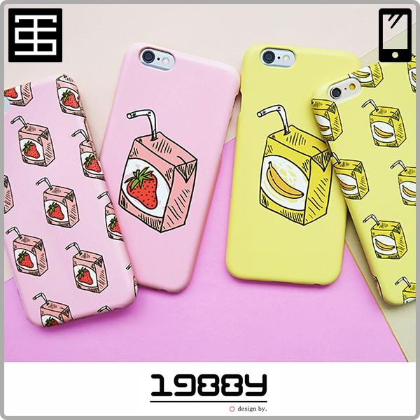 1988y iPhone design case banana strawberry milk iPhoneケース バナナミルク ストロベリーミルク バナナ 牛乳 いちご 牛乳 アイフォン ケース デザイン ケース｜takaranoshima