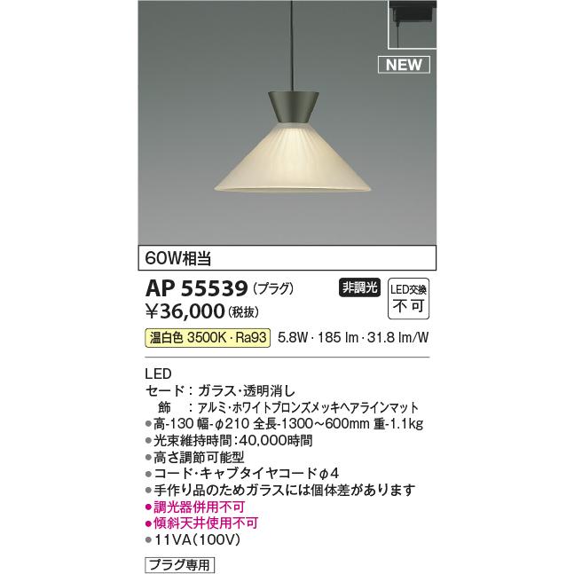コイズミ照明 AP55539 和風LEDペンダントライト TSUKINOMI JAPANDI 温白色 白熱球60W相当 非調光 プラグタイプ 電気工事不要 照明器具 天井照明 吊下げ_1