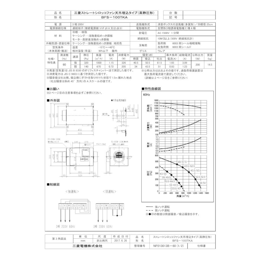 Bfs 100tka 事務所 機械室用 三相200v 高静圧形 空調用送風機 三菱電機 換気扇 三菱電機 ストレートシロッコファン天吊埋込タイプ その他の換気扇 Shahryar Net