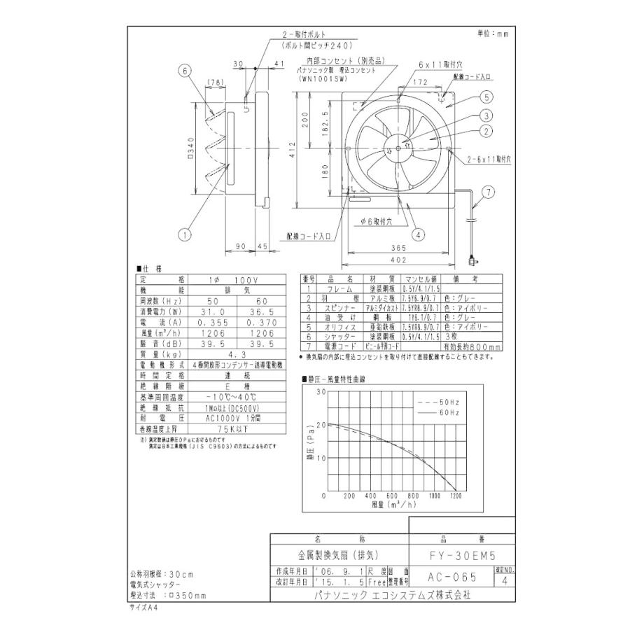 Panasonic パナソニック FY-30EM5 台所用換気扇 金属製 遠隔操作 Panasonic パナソニック FY-30EM5 台所用換気扇 金属製 遠隔操作