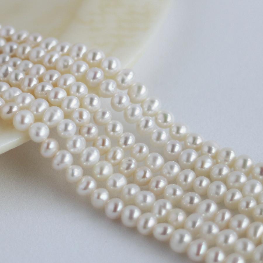 淡水パール 専門店】淡水パール パーツ 連売り 3mm 4mm 小粒 ビーズ 卸