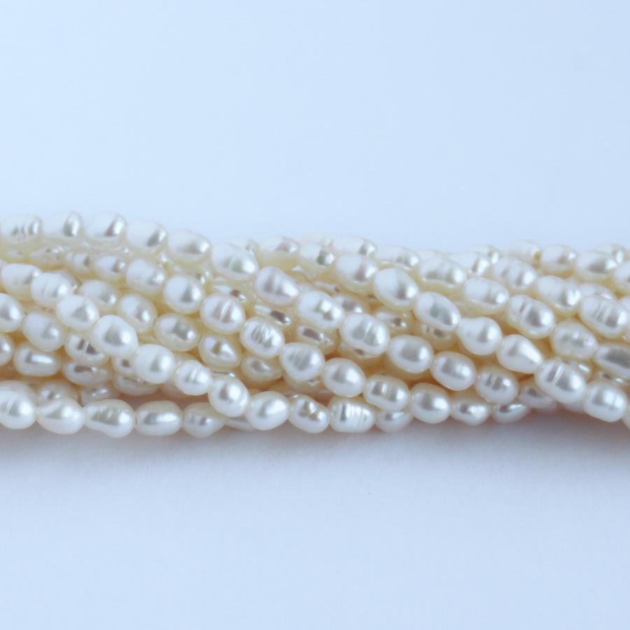 淡水パール 専門店】淡水パール パーツ 連売り 小粒本真珠 3mm 4mm
