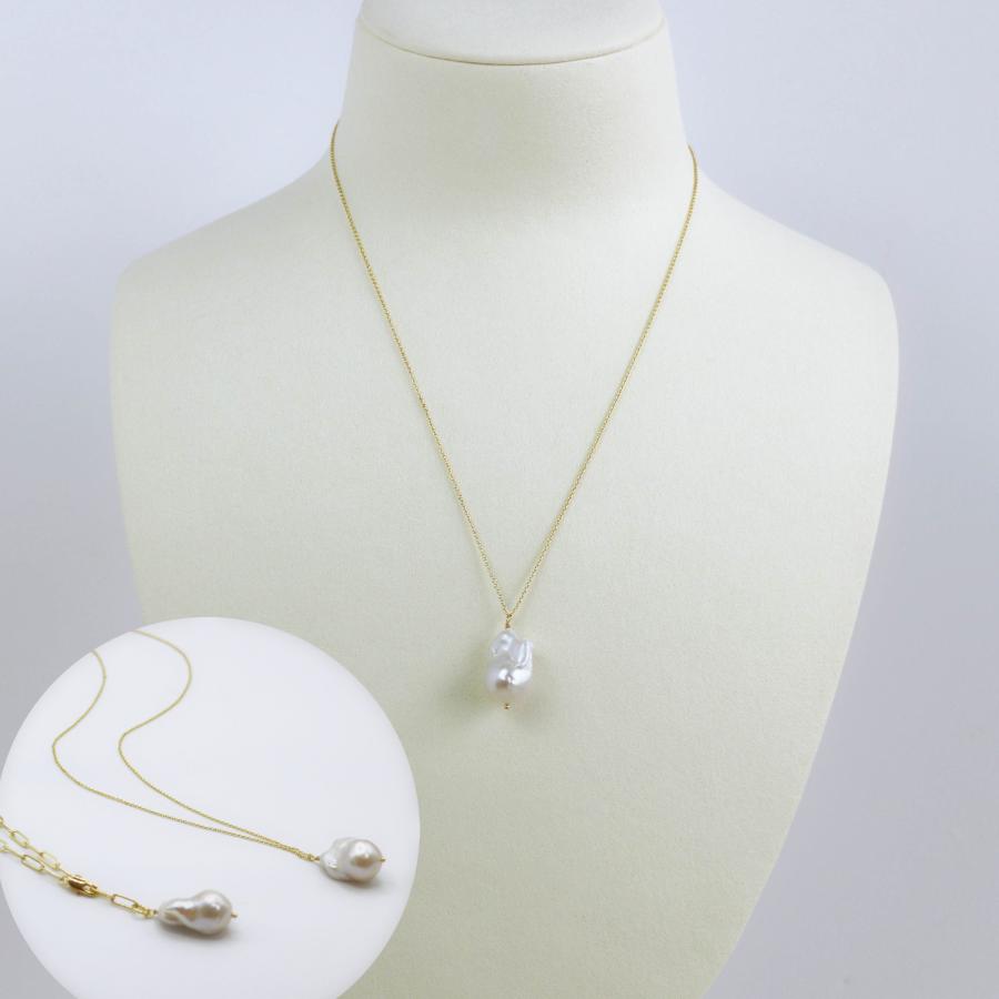 淡水パール ネックレス 50cm バロックパール 一粒 パール チェーン Y字