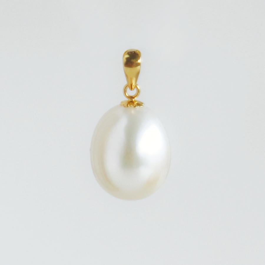 ペンダントトップ 18金 【淡水真珠 専門店】K18 10mm 本真珠 大ぶり 
