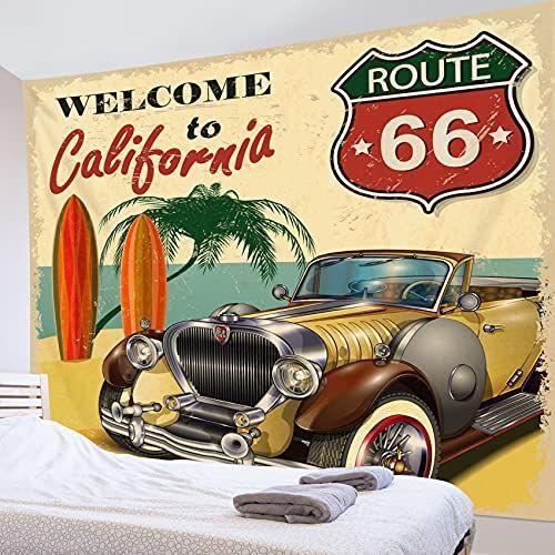 Lb タペストリー おしゃれ 壁掛け 風景 アメリカ サイズ 0ｘ150cm サーフボード フラッグ 南国風 ルート66 インテリア 多 サーフボード