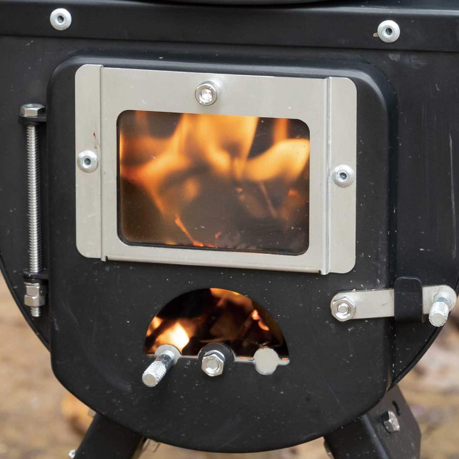 BUNDOK(バンドック) マキスト BD-501 薪 ストーブ 煙突 焚火 簡単組立 キャンプ 耐熱ガラス窓 ブラック 小型