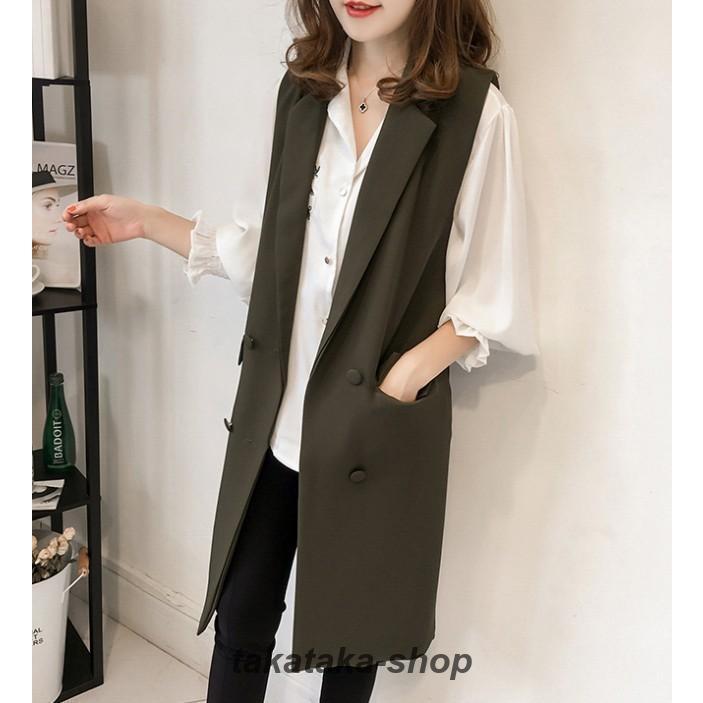 ロングジレ ジレベスト ベスト ジレ レディース トップス 秋冬 ロング