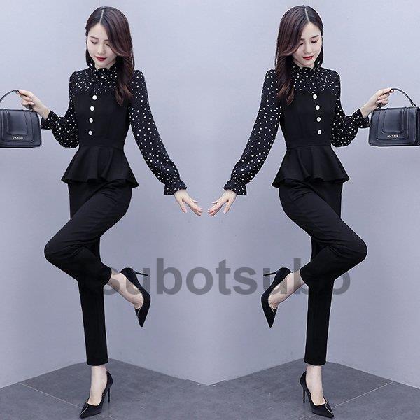 レディースファッション ブルー レッド セットアップ レディース 春秋 40代 代 コーデ カジュアル トップス ブラウス 長袖 ドット柄 ロング パンツ 大きいサイズ 韓国風 おしゃれ 着痩せ 通勤 上品 X9wzq4ovkl Www Boulevardrestaurants Com