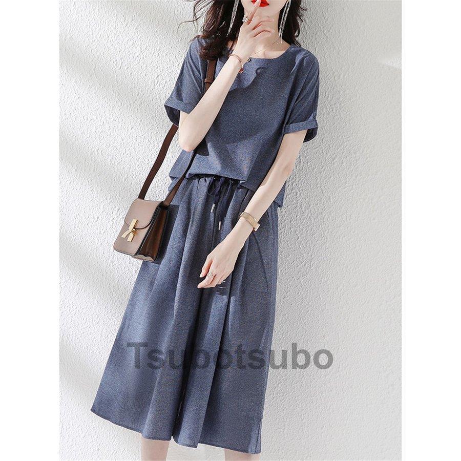 セットアップ レディース 夏服 カジュアル コーデ 40代 トップス ブラウス Tシャツ 綿麻 ガウチョパンツ きれいめ 大きいサイズ おしゃれ 着痩せ 通勤 大人 新品 Tsubo0730 Lady386 たかたか 通販 Yahoo ショッピング