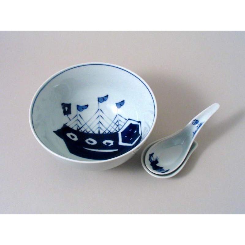 有田焼】【青花】【しん窯】紅毛人5寸深丼 【ギフト】【贈答品】 南蛮 