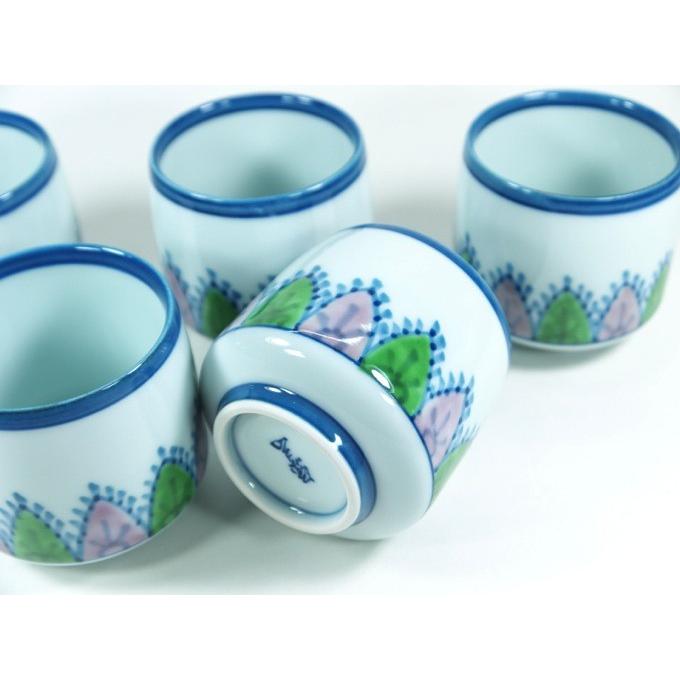 染錦和蘭唐草湯呑 5ヶ揃 （茶器揃のバラ売） 高級 ギフト 和食器 genemon Gen-emon Kiln
