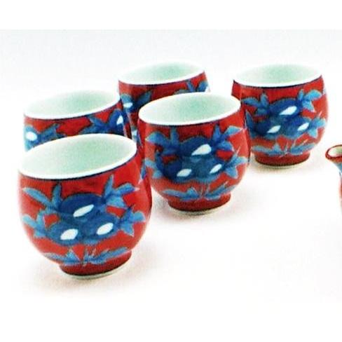 赤絵 湯呑 中垣連次 岐阜 秀峰窯 5客 5個 セット 赤 湯呑み 作家