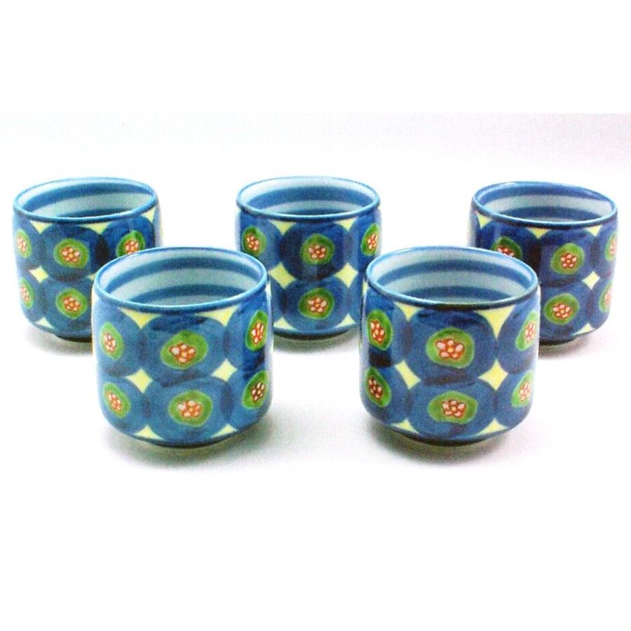ブランド 新品 源右衛門⭐️染錦丸紋 湯呑 ５個組 - 食器
