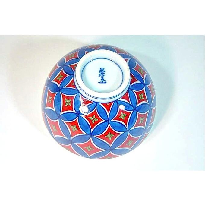 源右衛門窯染錦七宝紋（赤）飯碗