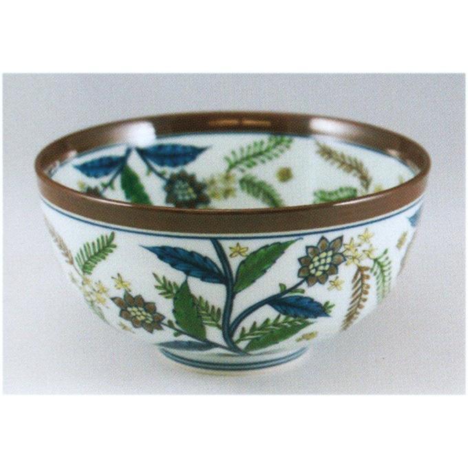 有田焼】【源右衛門窯】 染錦更紗手花蝶文麺鉢【源右衛門】【古伊万里