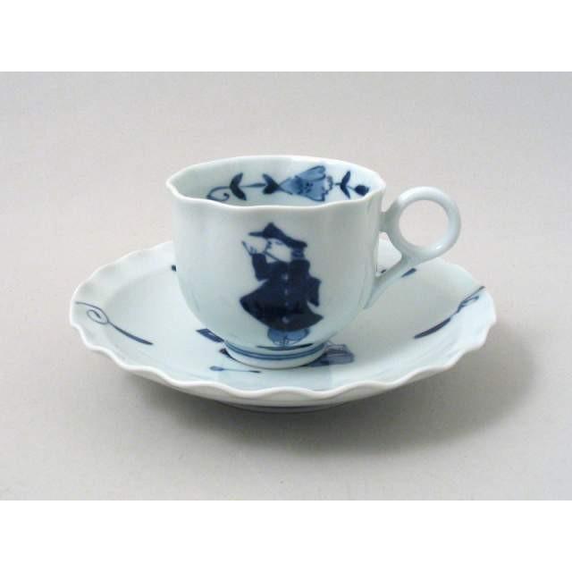 有田焼 青花 しん窯 二人異人輪花コーヒー 碗皿 コーヒーカップ ギフト 贈答品 南蛮人 異人柄 和食器 手書き 手描き 染付 藍色 かわいい Sei Futariijin Rinkacs 有田焼 伊万里焼 波佐見焼 貴陶 通販 Yahoo ショッピング