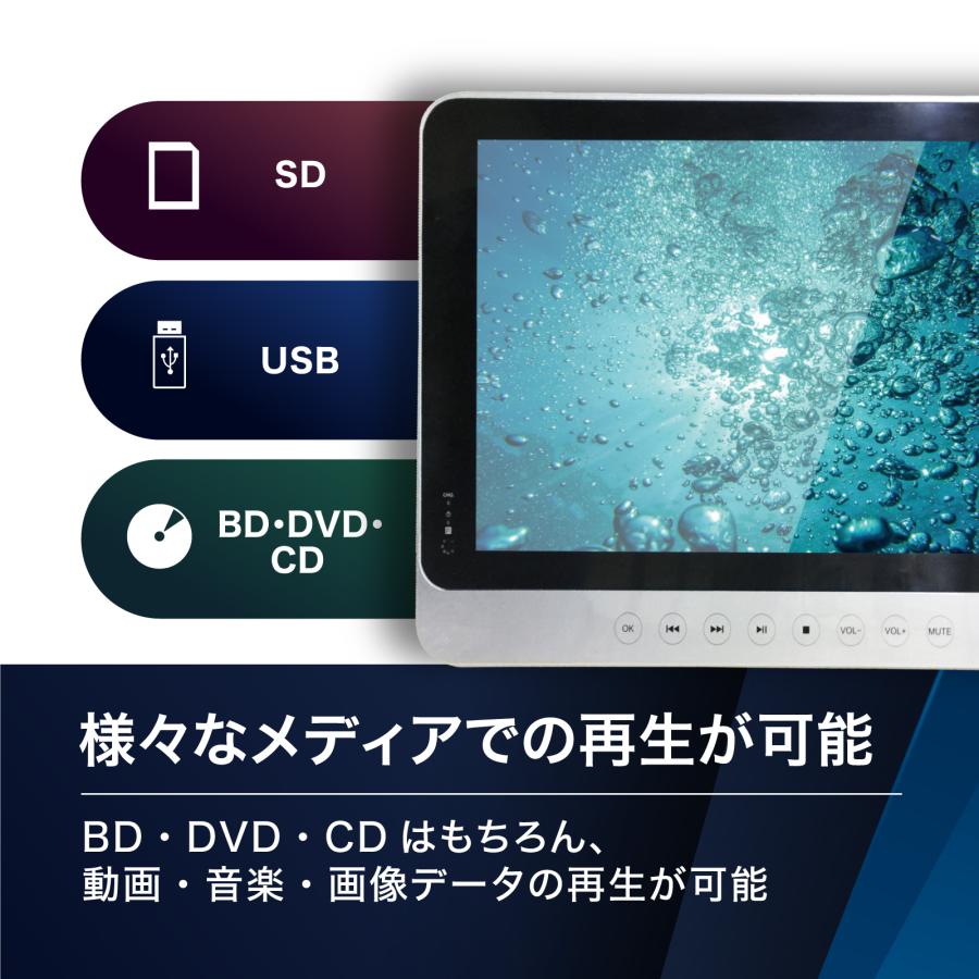 BLUEWIDE 11.4インチ 防水 ポータブルブルーレイプレーヤー IPX6 充電バッテリー CPRM 3電源 日本語｜takaworld｜10