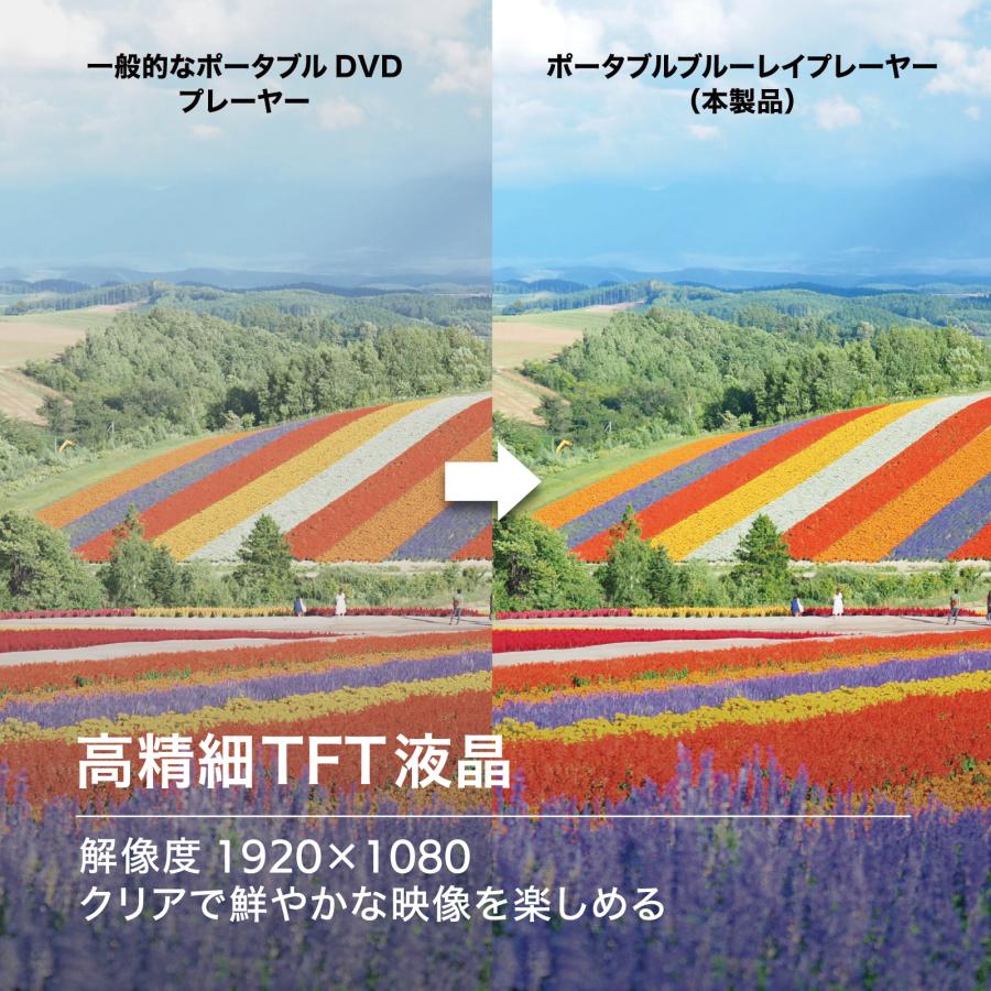 BLUEWIDE 15.6インチ FHD ポータブルブルーレイプレーヤー 充電バッテリー CPRM 3電源 270度画面回転 日本語｜takaworld｜03